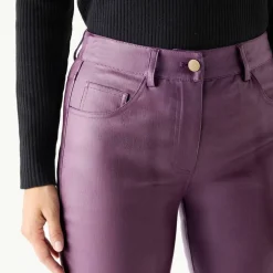 Pantalon droit enduit
