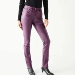 Pantalon droit enduit