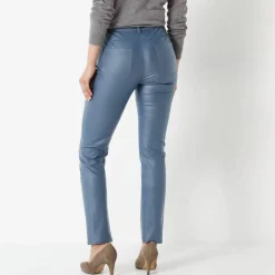 Pantalon droit enduit