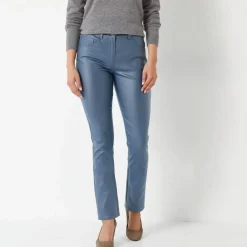 Pantalon droit enduit