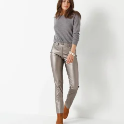 Pantalon droit enduit