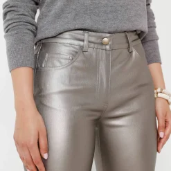 Pantalon droit enduit