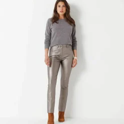 Pantalon droit enduit