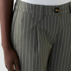 Pantalon droit large, rayé