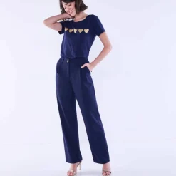 Pantalon droit large, uni
