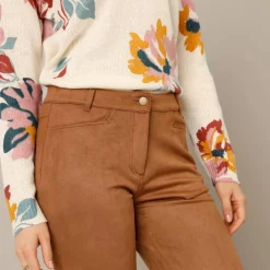 Pantalon droit, maille suédine