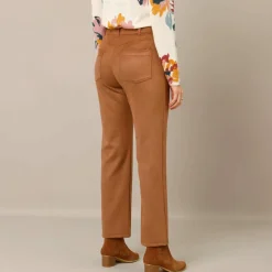 Pantalon droit, maille suédine