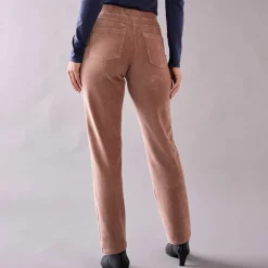 Pantalon droit, maille velours côtelé