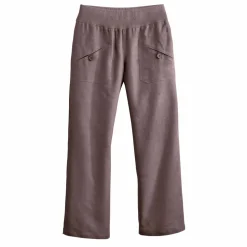 Pantalon droit 7/8ème, taille élastiquée, lin coton