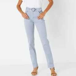 Pantalon droit rayé, Spécial Petites