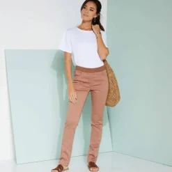 Pantalon droit "ultra confort" taille élastiquée