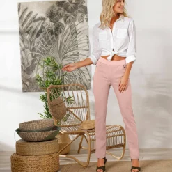 Pantalon droit "ultra confort" taille élastiquée
