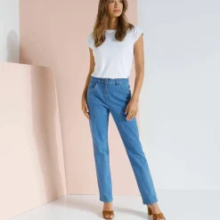 Pantalon effet ventre plat, coton stretch