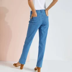 Pantalon effet ventre plat, coton stretch