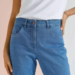Pantalon effet ventre plat, coton stretch