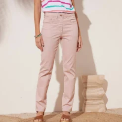 Pantalon effet ventre plat, coton stretch