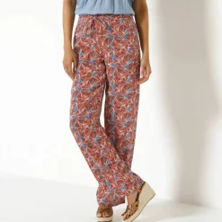 Pantalon fluide imprimé, taille élastiquée