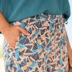Pantalon fluide imprimé, taille élastiquée