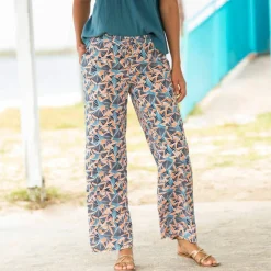 Pantalon fluide imprimé, taille élastiquée