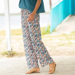 Pantalon fluide imprimé, taille élastiquée