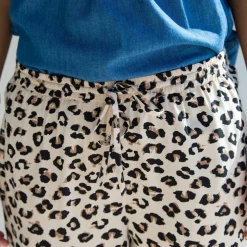 Pantalon fluide taille haute, imprimé léopard