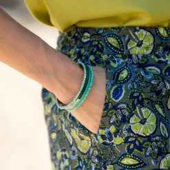 Pantalon fuselé, coton-lin imprimé ethnique