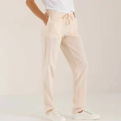 Pantalon fuselé fluide, lin-coton