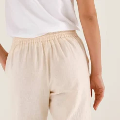 Pantalon fuselé fluide, lin-coton