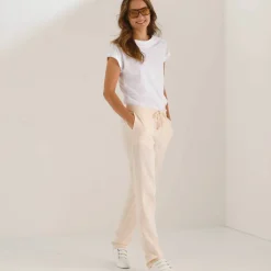 Pantalon fuselé fluide, lin-coton