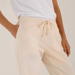 Pantalon fuselé fluide, lin-coton
