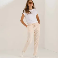 Pantalon fuselé fluide, lin-coton