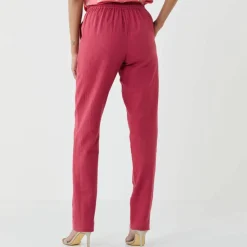 Pantalon fuselé fluide, lin-coton