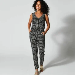 Pantalon fuselé imprimé, taille élastiquée