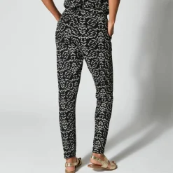 Pantalon fuselé imprimé, taille élastiquée