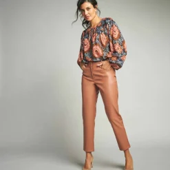Pantalon fuselé 7/8ème aspect enduit