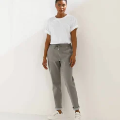 Pantalon jogpant maille effet jean, ceinture élastiquée