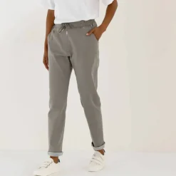 Pantalon jogpant maille effet jean, ceinture élastiquée