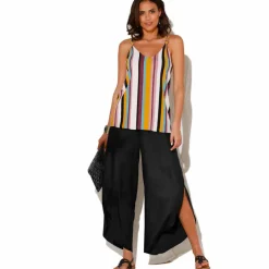 Pantalon large, bas fendus