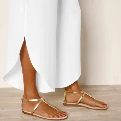 Pantalon large, bas fendus