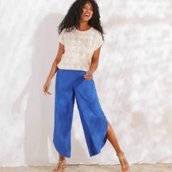 Pantalon large, bas fendus