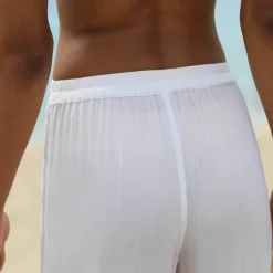 Pantalon large droit, crépon fluide