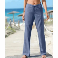 Pantalon large droit, denim léger
