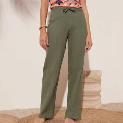 Pantalon large droit, gaze de coton