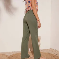 Pantalon large droit, gaze de coton