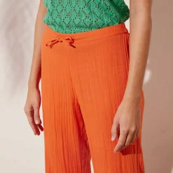 Pantalon large droit, gaze de coton
