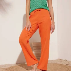 Pantalon large droit, gaze de coton