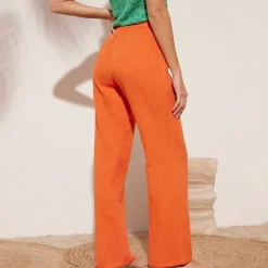 Pantalon large droit, gaze de coton