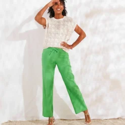 Pantalon large droit, gaze de coton