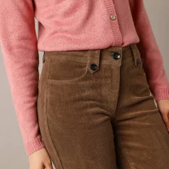 Pantalon large droit, velours côtelé