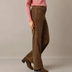 Pantalon large droit, velours côtelé